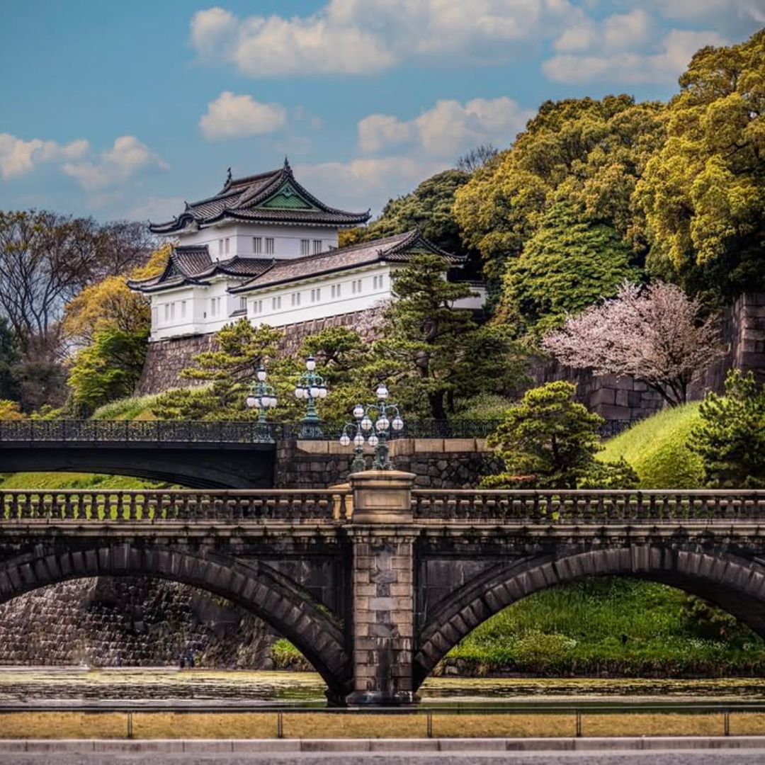 tokyo temple with bridge in the foreground