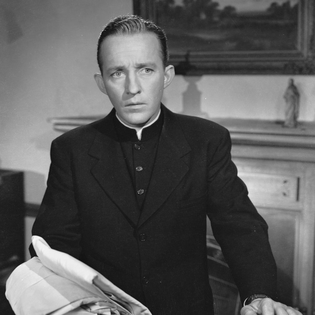 Bing Crosby plays Father Chuck O'Malley in 'The Bells of St Mary's', directed by Leo McCarey.