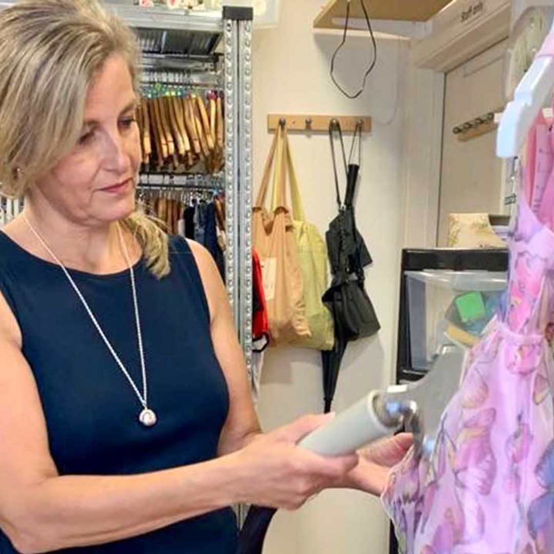 The Countess of Wessex gets stuck in as she volunteers in charity shop