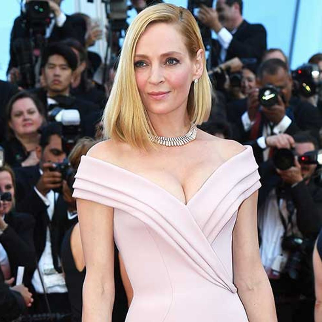 Uma Thurman wows in a pink Versace gown at the Cannes Opening Gala