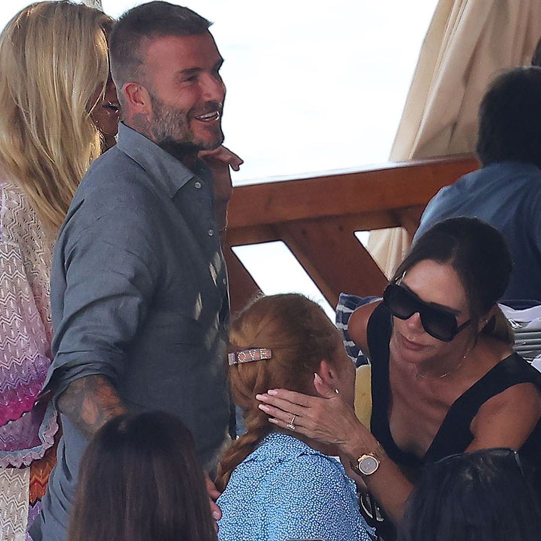 David and Victoria Beckham bump into friend Sarah Ferguson during luxurious lunch in Italy