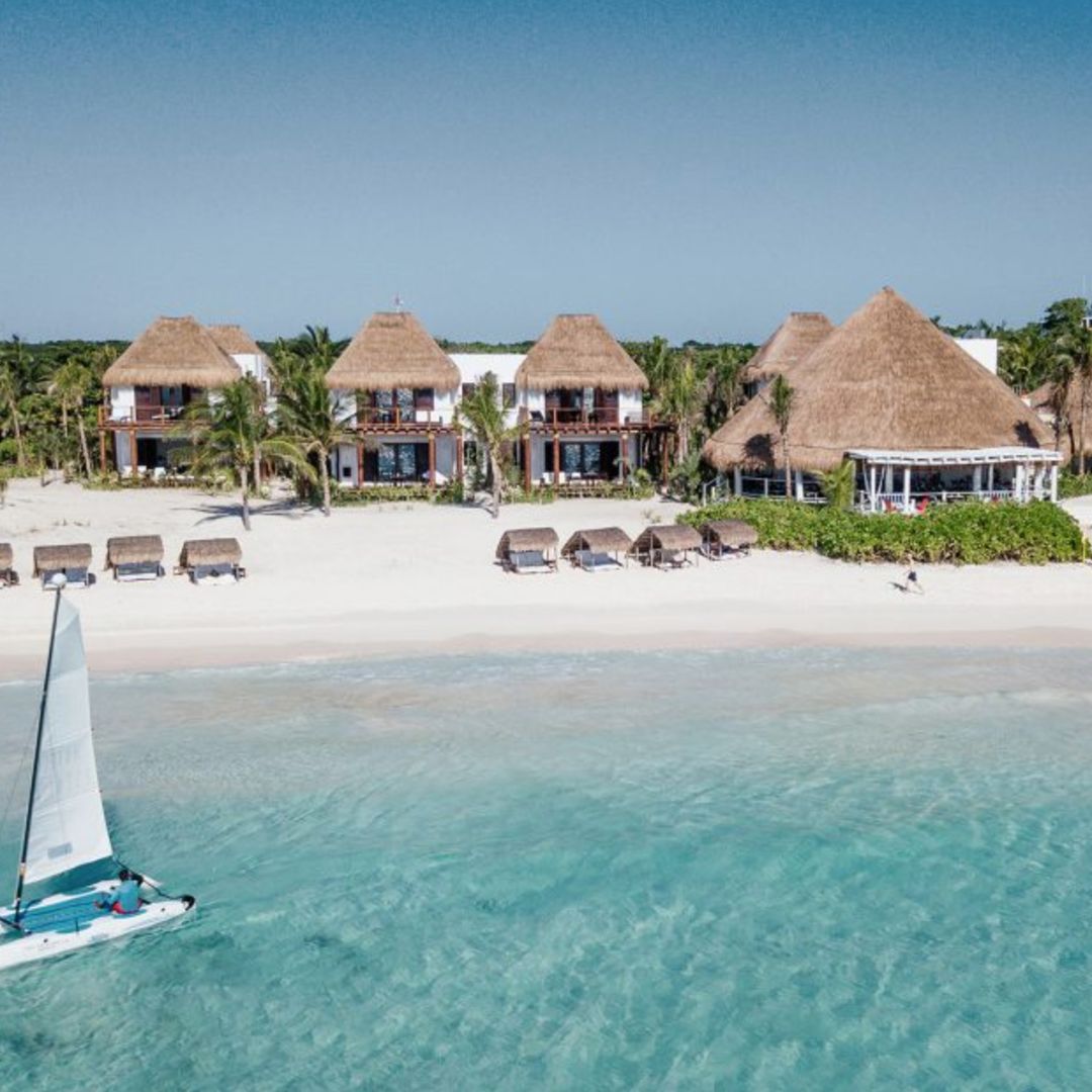 beach front with villas on the shore in mexico