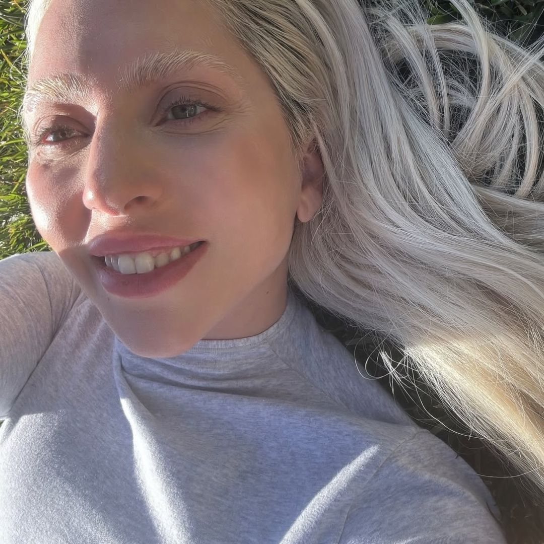 Lady Gaga dazzles with ash blonde eyebrow and hair combo.