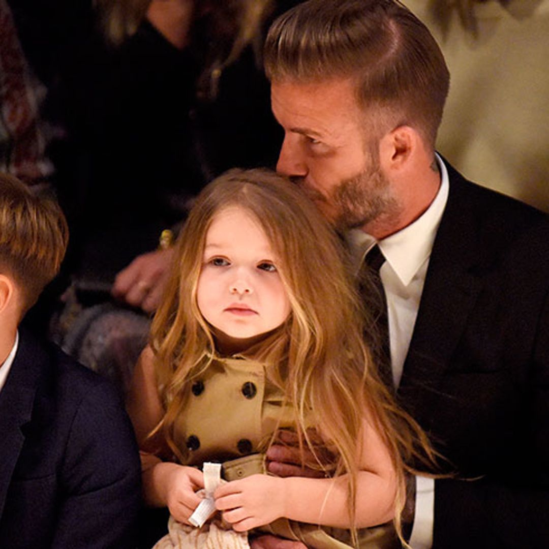 Harper giving dad David Beckham a kiss is the sweetest picture you will see today