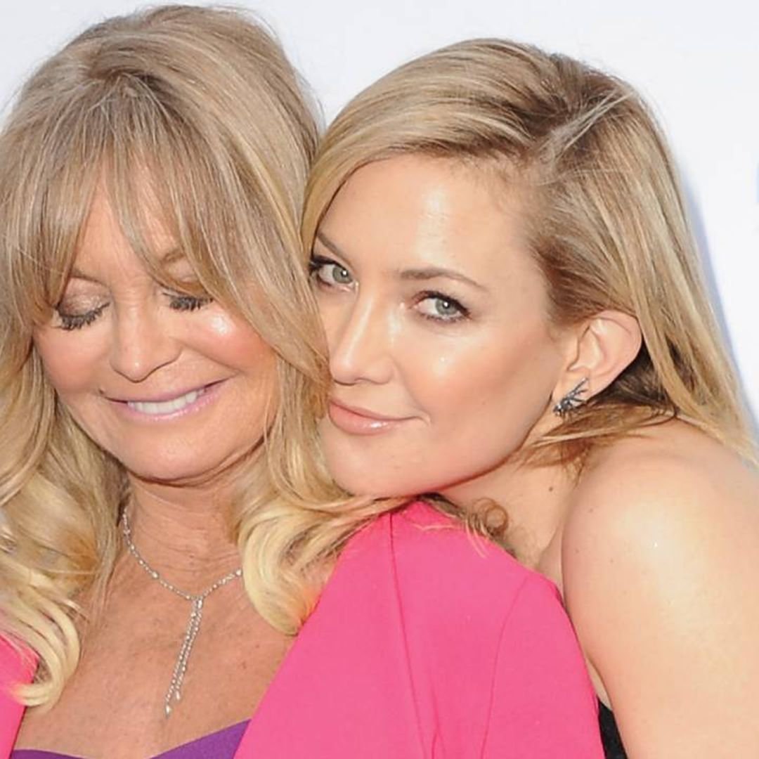 Goldie Hawn poses in the snow with daughter Kate Hudson in celebratory photo
