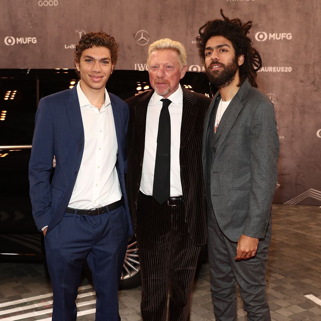 Laureus Academy Member Boris Becker (C) and his sons Elias and Noah attend the 2020 Laureus World Sports Awards at Verti Music Hall on February 17, 2020 in Berlin, Germany.