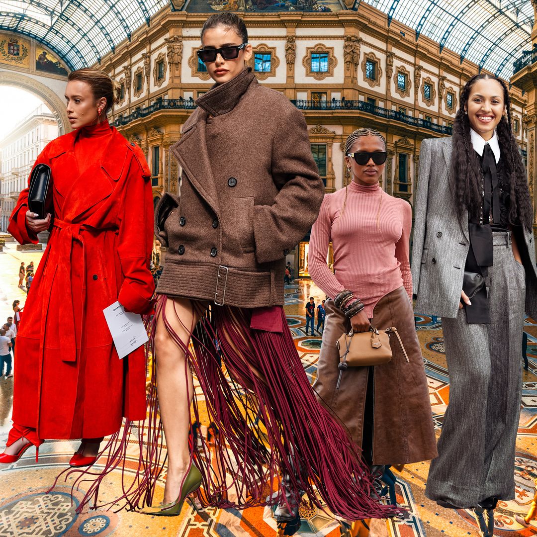 Caramel colours and sleek lines lead the way at Milan Fashion Week street style