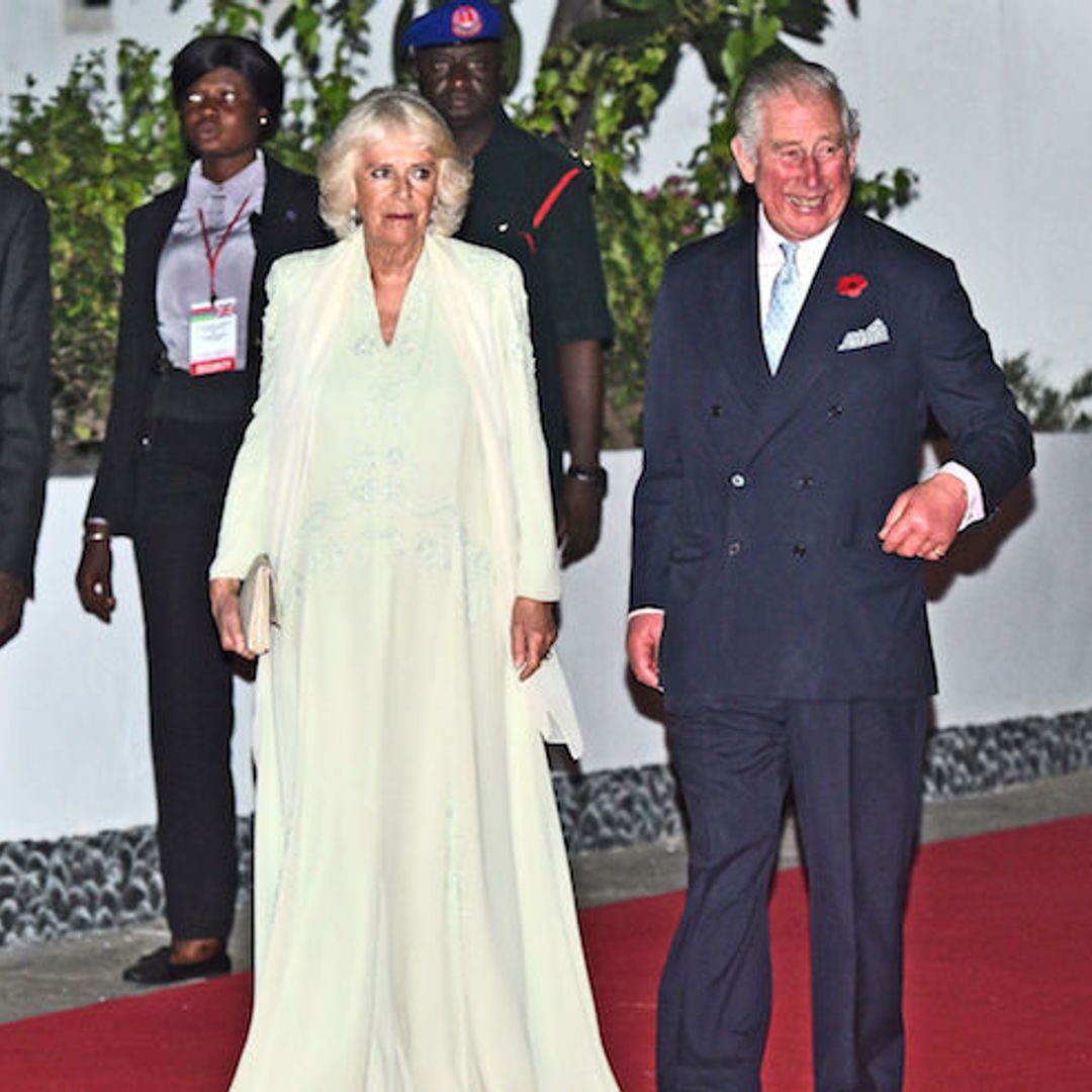 Duchess Camilla just floored us with this stunning chiffon gown and her most incredible diamond earrings 