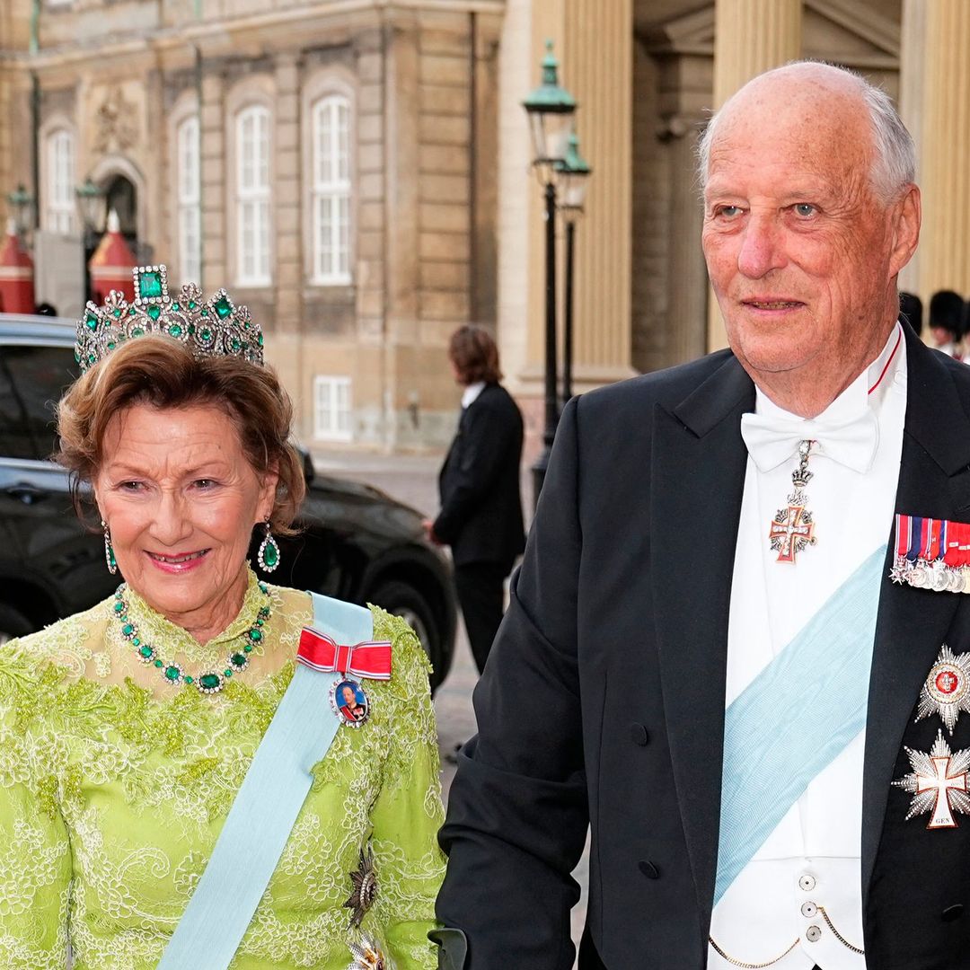King Harald pictured for the first time with family since hospitalisation