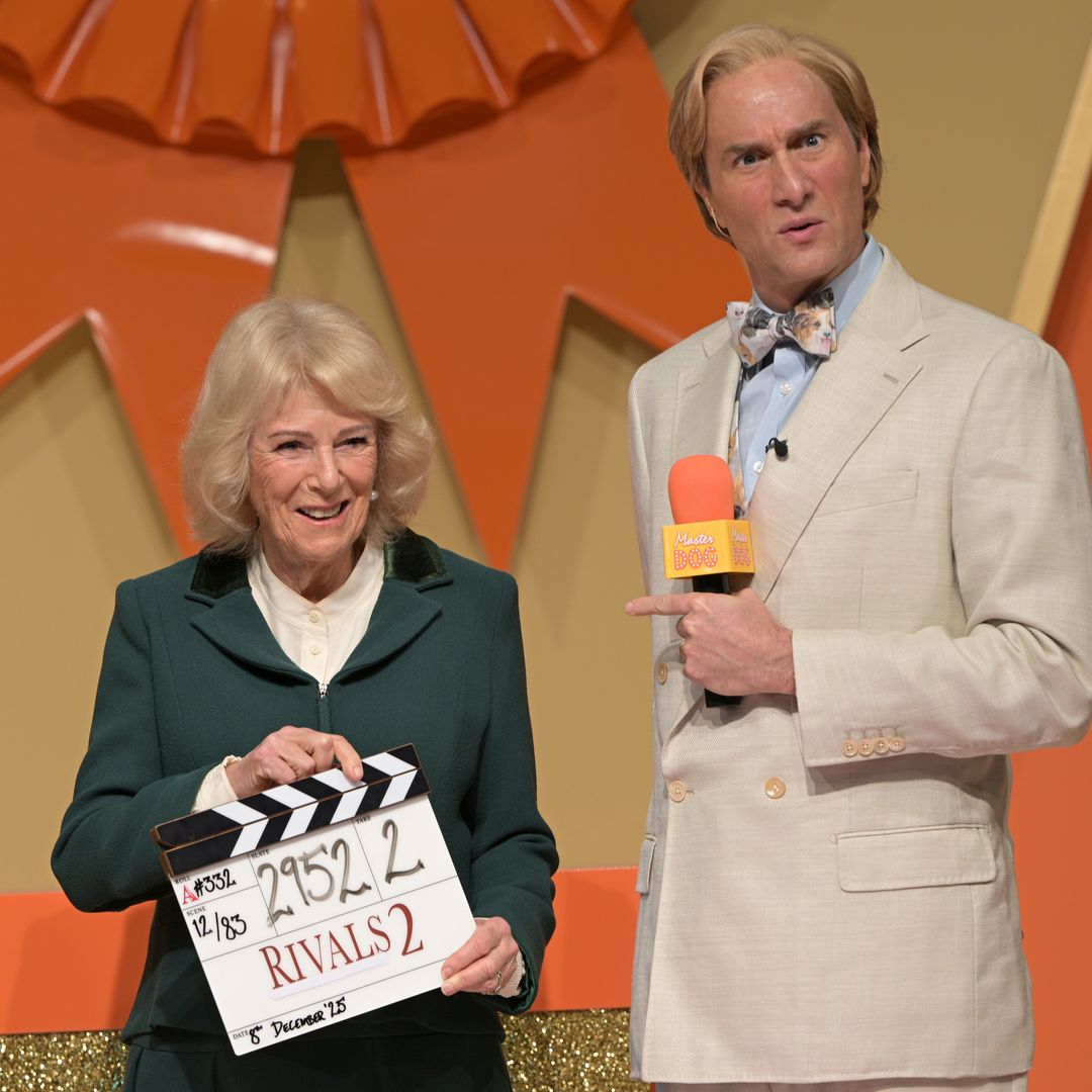 Queen Camilla meets the cast of her favourite TV binge-watch Rivals