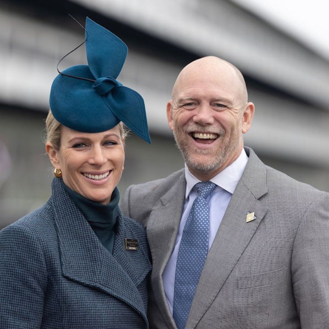 Zara Tindall wears statement blue hat in loved-up photos with Mike Tindall at Cheltenham Races