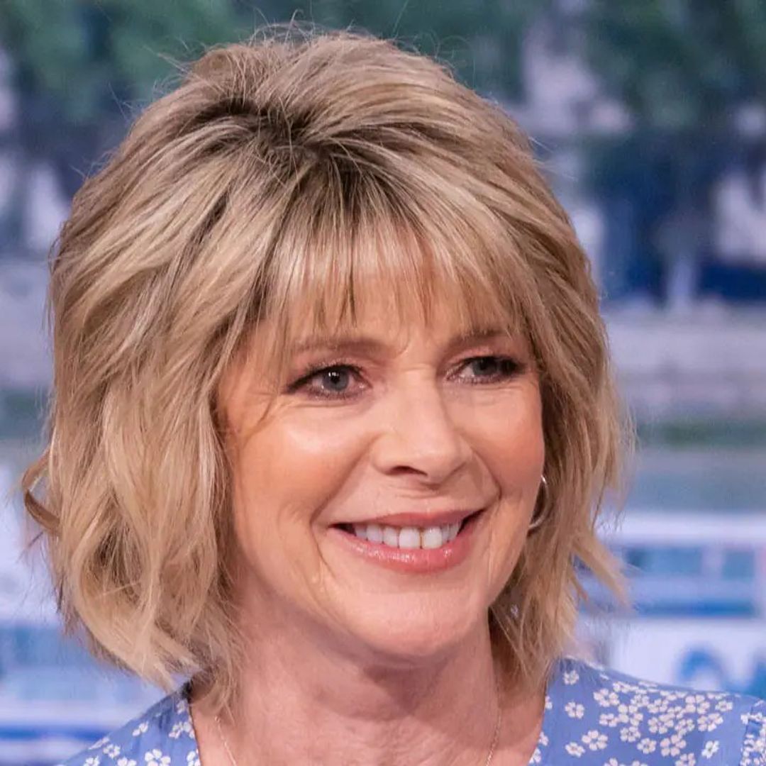 Ruth Langsford looks beautiful in blue in her slim-fit trousers and heels
