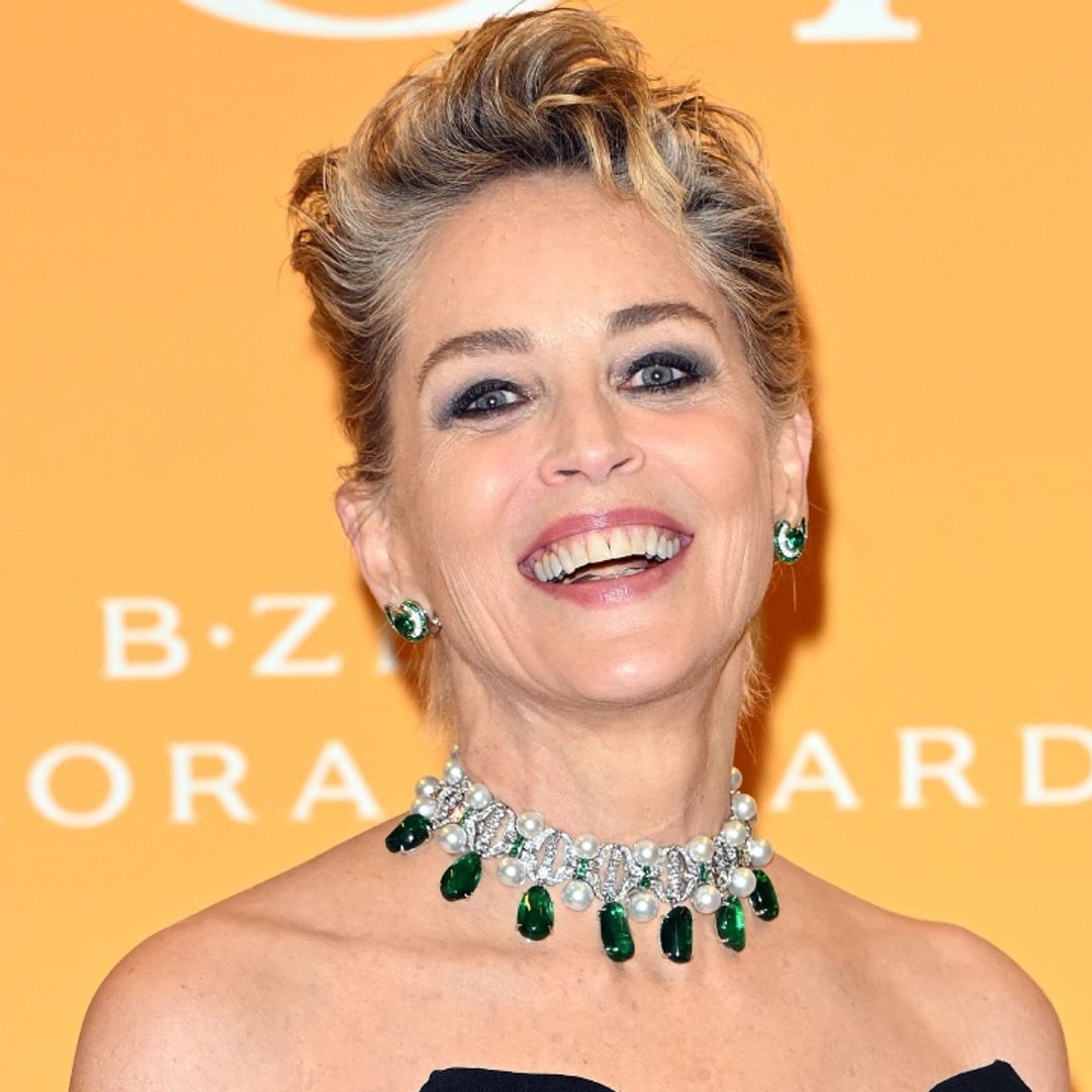 Sharon Stone looks statuesque in jaw-dropping black gown