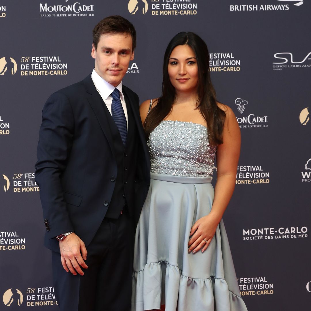 Louis and Marie Ducruet pose with newborn baby for the first time