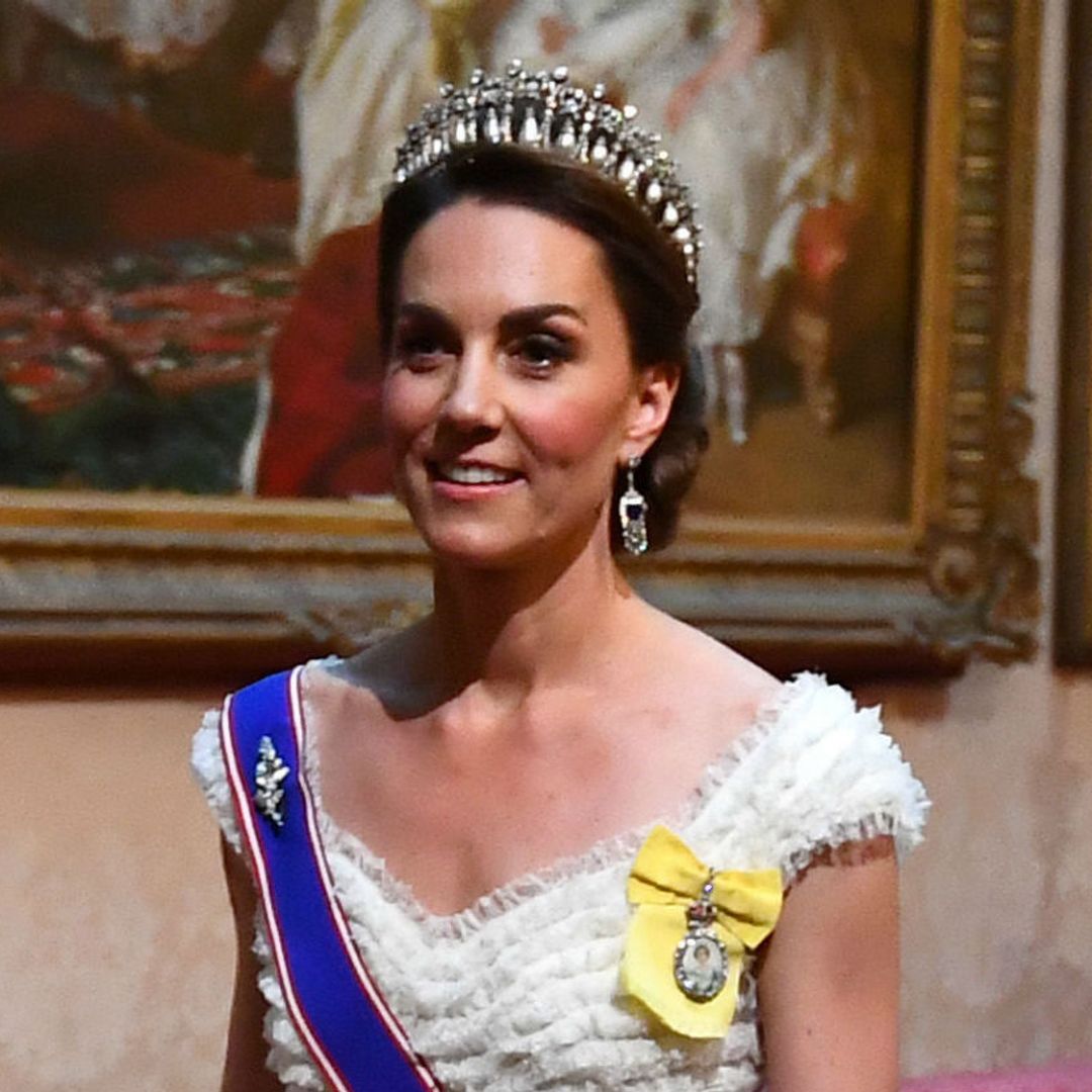 Duchess Kate stuns at Buckingham Palace state banquet - and debuts special new insignia from the Queen