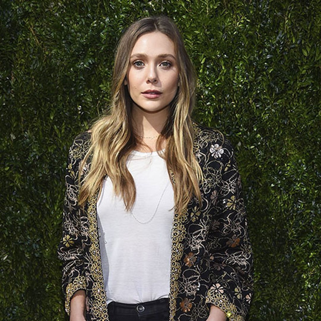 Elizabeth Olsen updates casual outfit with Chanel long-line brocade coat