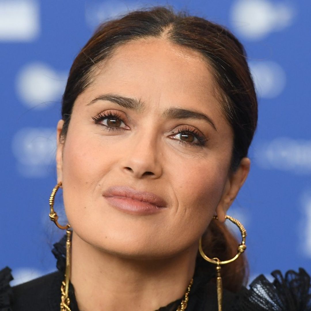 Salma Hayek stuns with natural hair in celebratory video with Anthony Hopkins