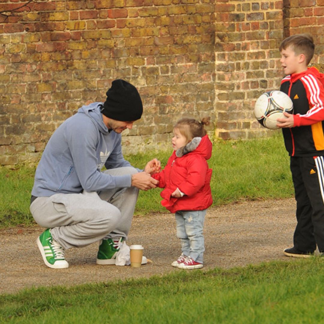 David Beckham shops for fitness gear with his sons Romeo and Cruz