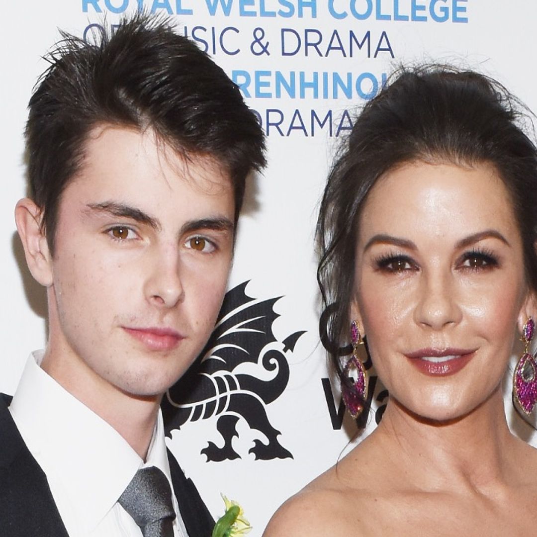 Catherine Zeta-Jones' son Dylan raids her wardrobe – and she's not impressed