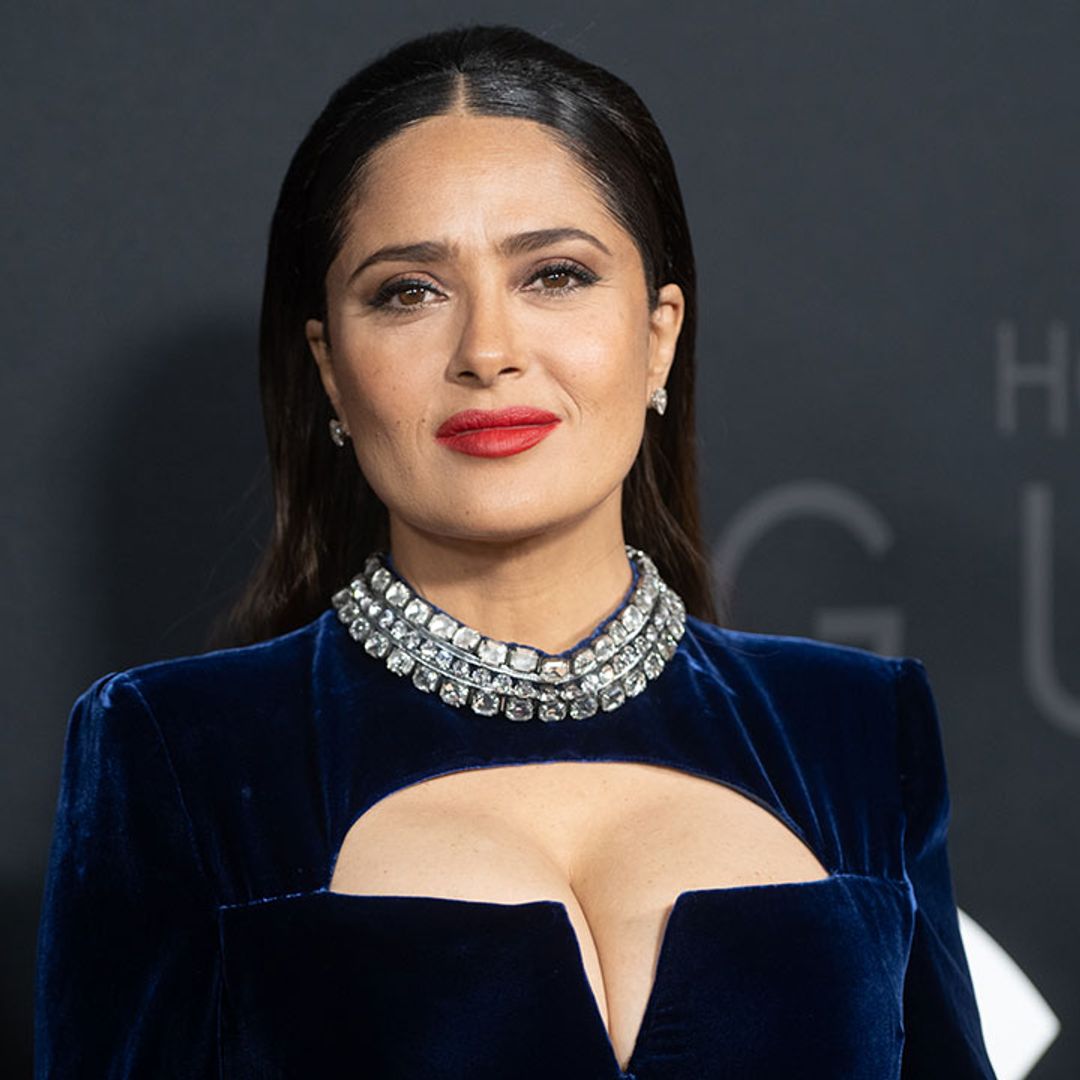 Salma Hayek slays black carpet in velvet gown with incredible cut-out neckline