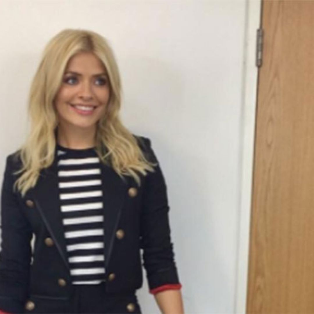 Holly Willoughby flaunts slim figure in stylish £560 trouser suit
