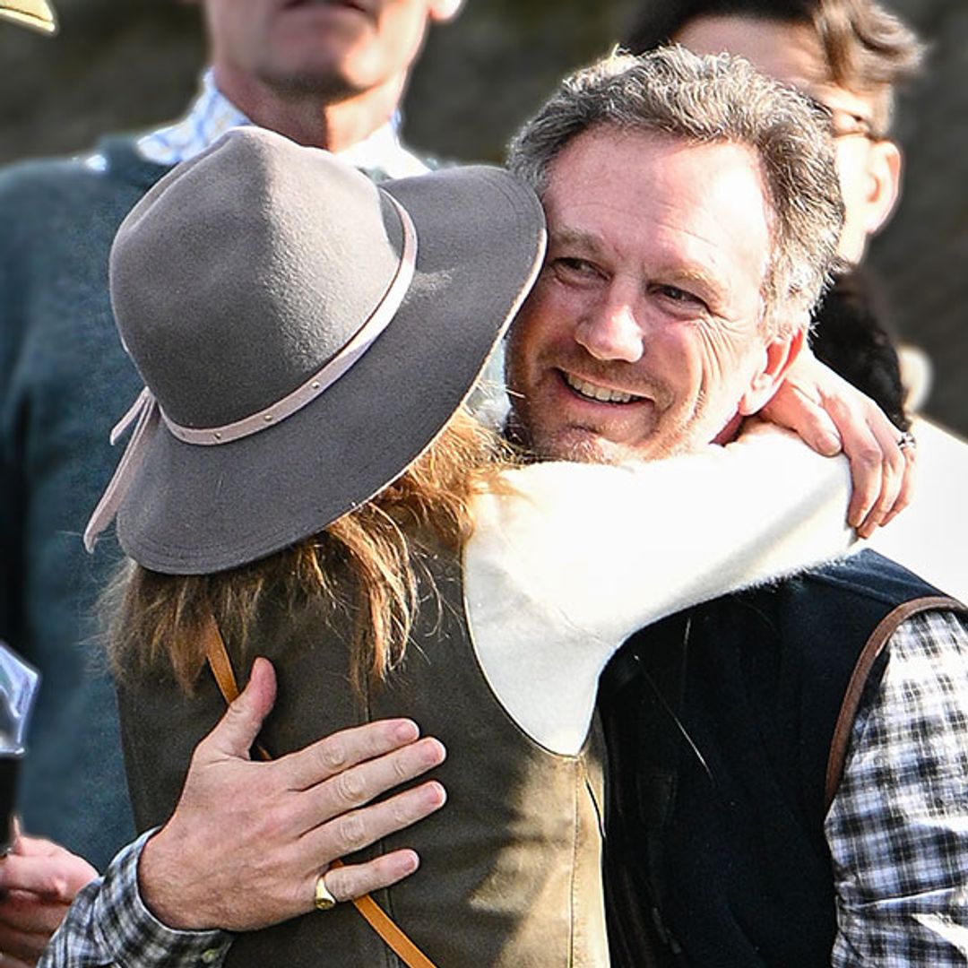 Geri Halliwell-Horner and husband Christian hug and hold hands during fun day out with son Monty