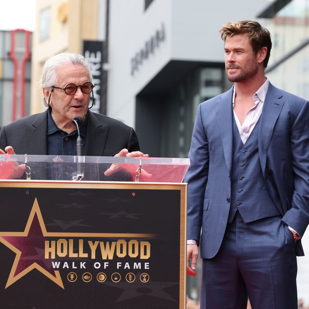George Miller (L) and Chris Hemsworth seen at the ceremony honoring Chris Hemsworth with a Star on the Hollywood Walk of Fame on May 23, 2024 in Hollywood, California.