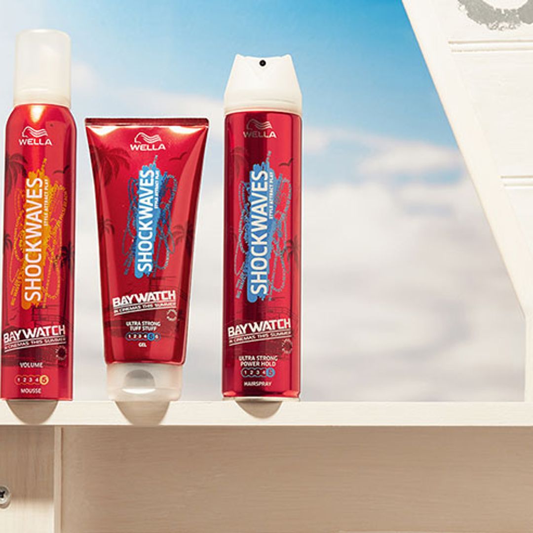 Shockwaves hair products have been given a Baywatch makeover