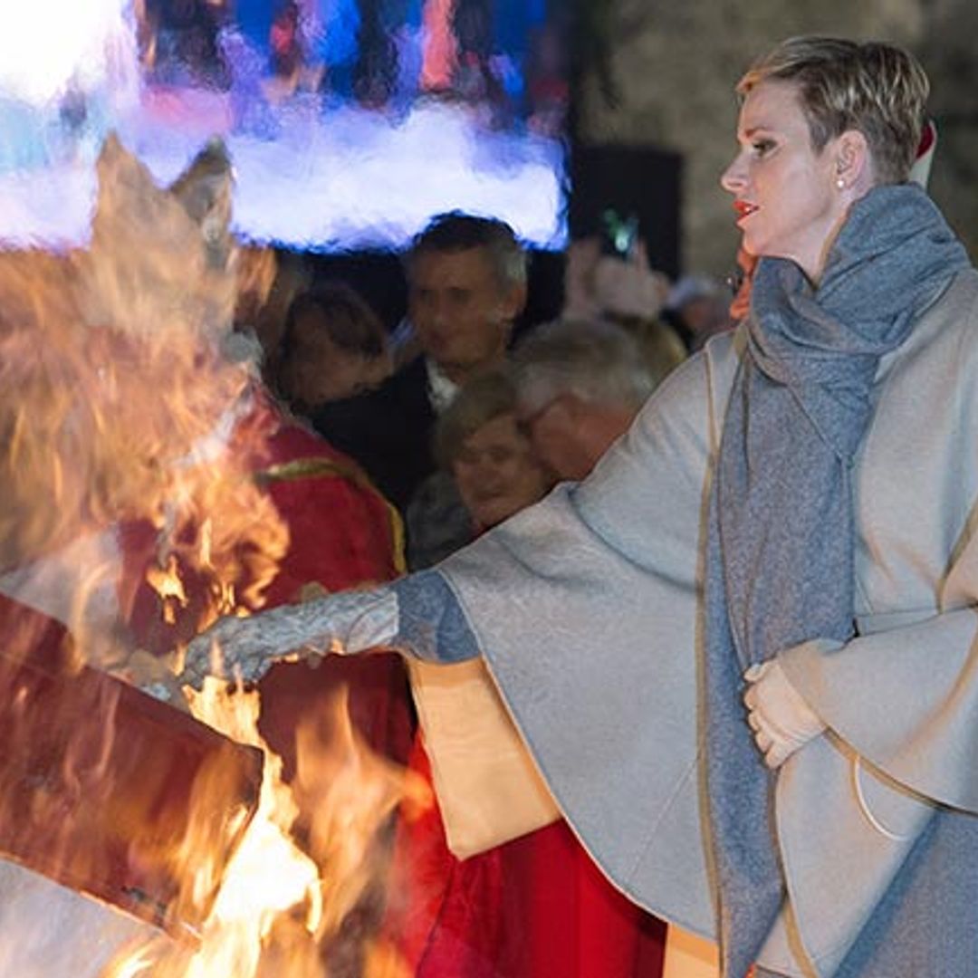 Princess Charlene looks chic and cheerful at annual ship burning ceremony