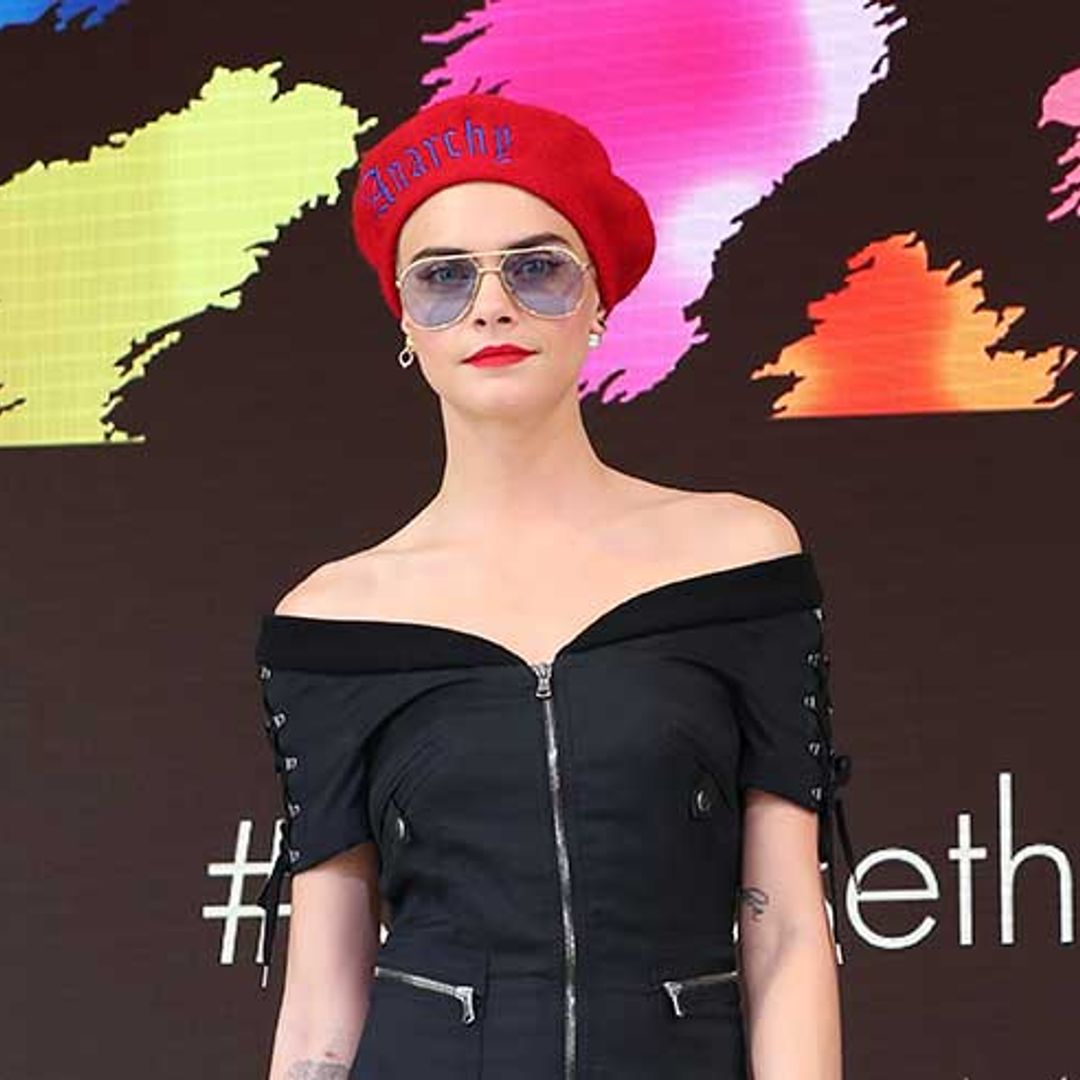 Cara Delevingne looks ultra-cool in Moschino during Cannes Film Festival