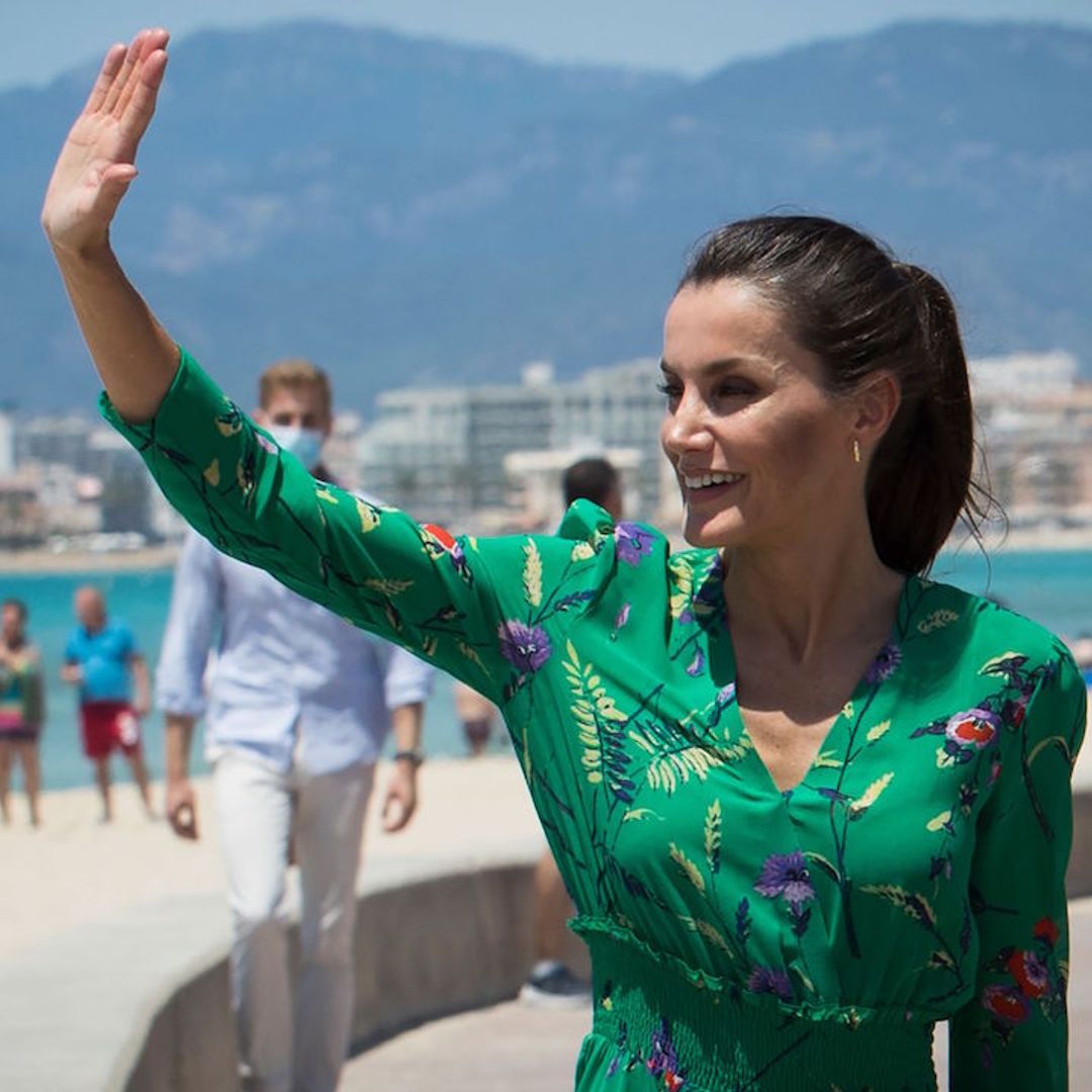 Spain's Queen Letizia stuns in bold green florals as she continues overseas royal tour