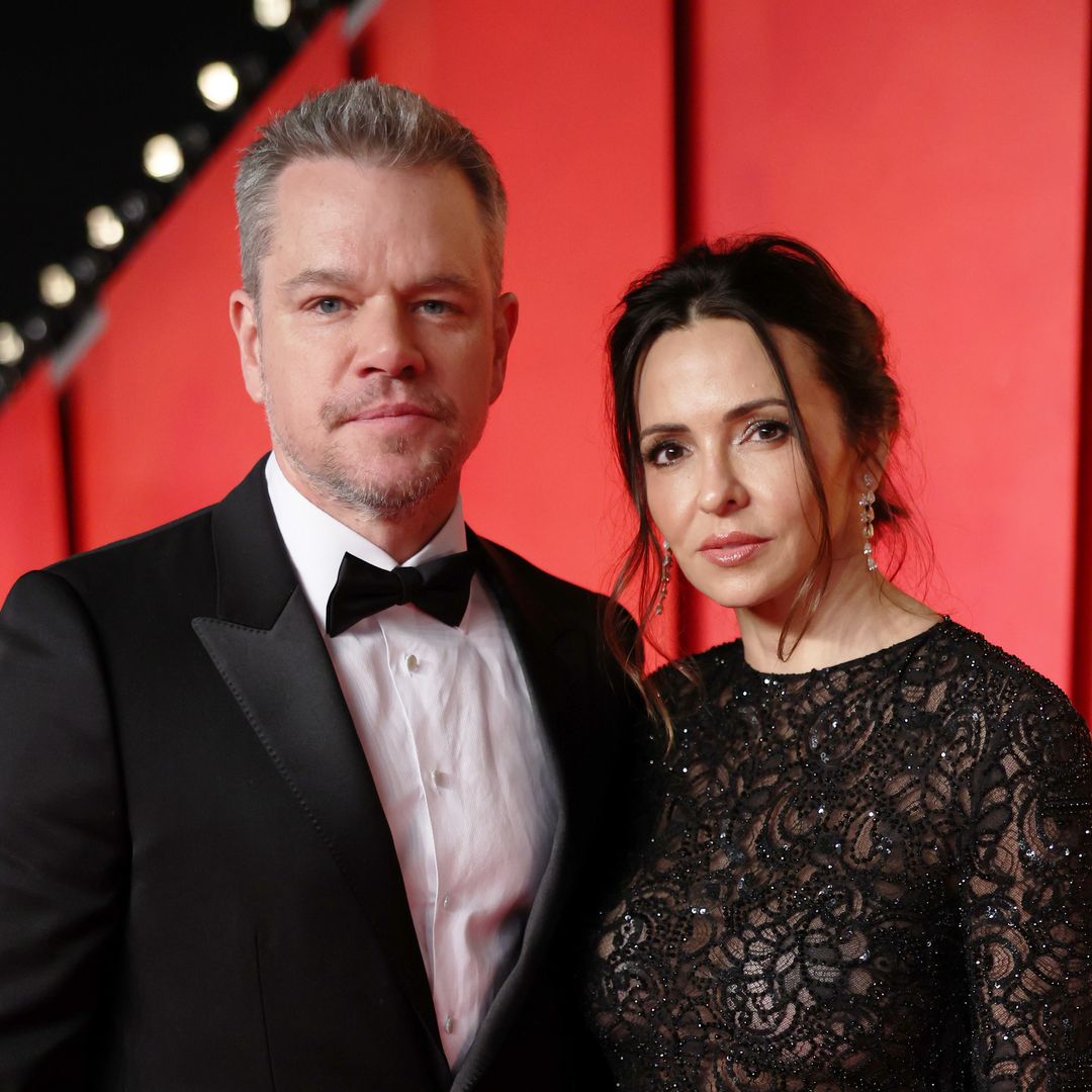 Matt Damon's wife Luciana Barroso stuns in semi-sheer black gown for rare date night at Vanity Fair party