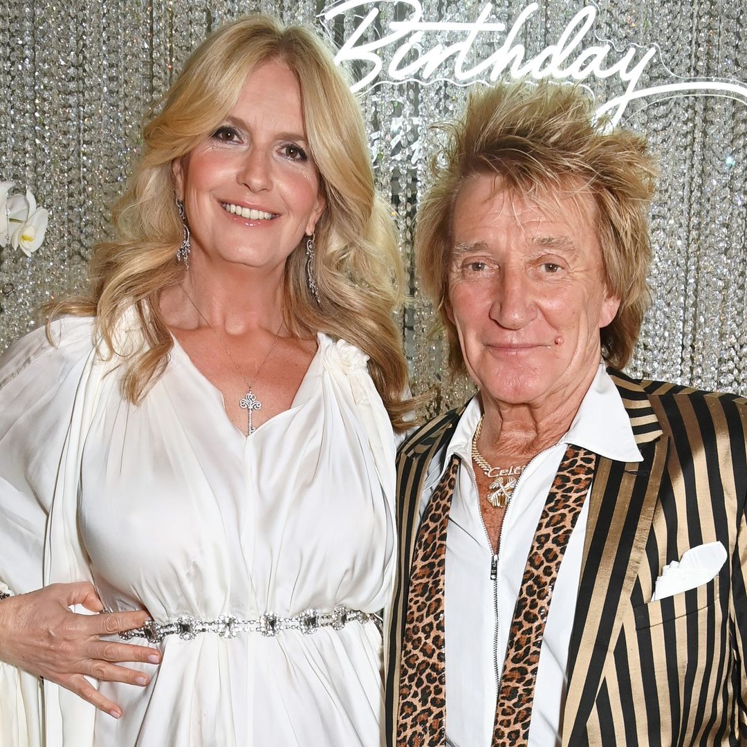 Penny Lancaster stuns in lace dress for rare family photo with Rod Stewart's children