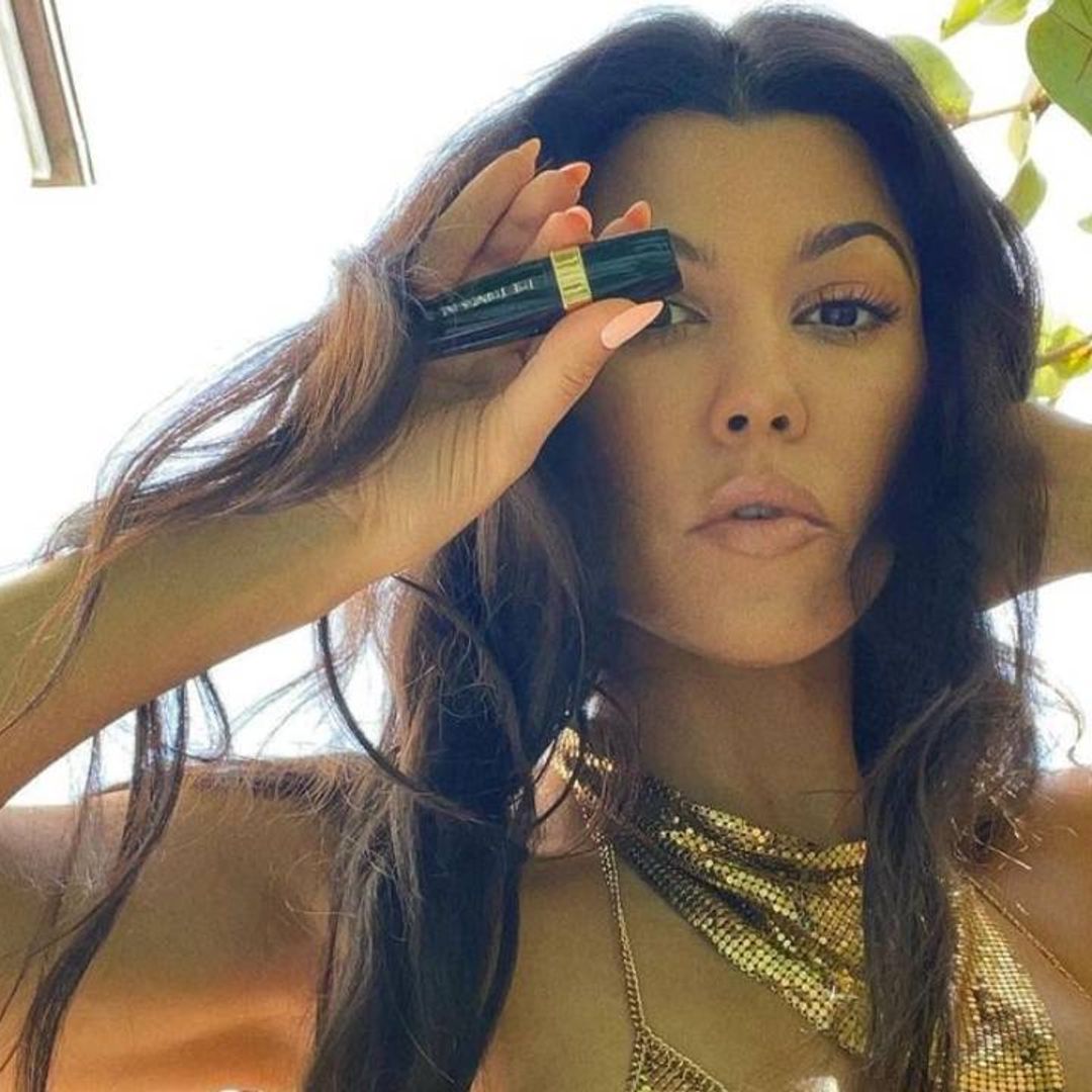 Kourtney Kardashian reveals the secret to her glowing skin in a dazzling gold bikini