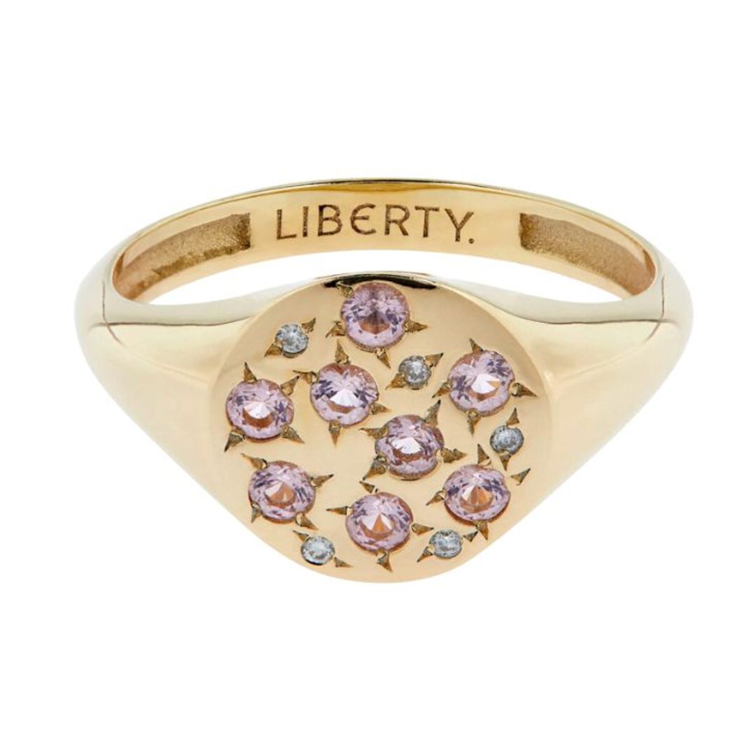 Liberty gemstone encrusted signet ring 