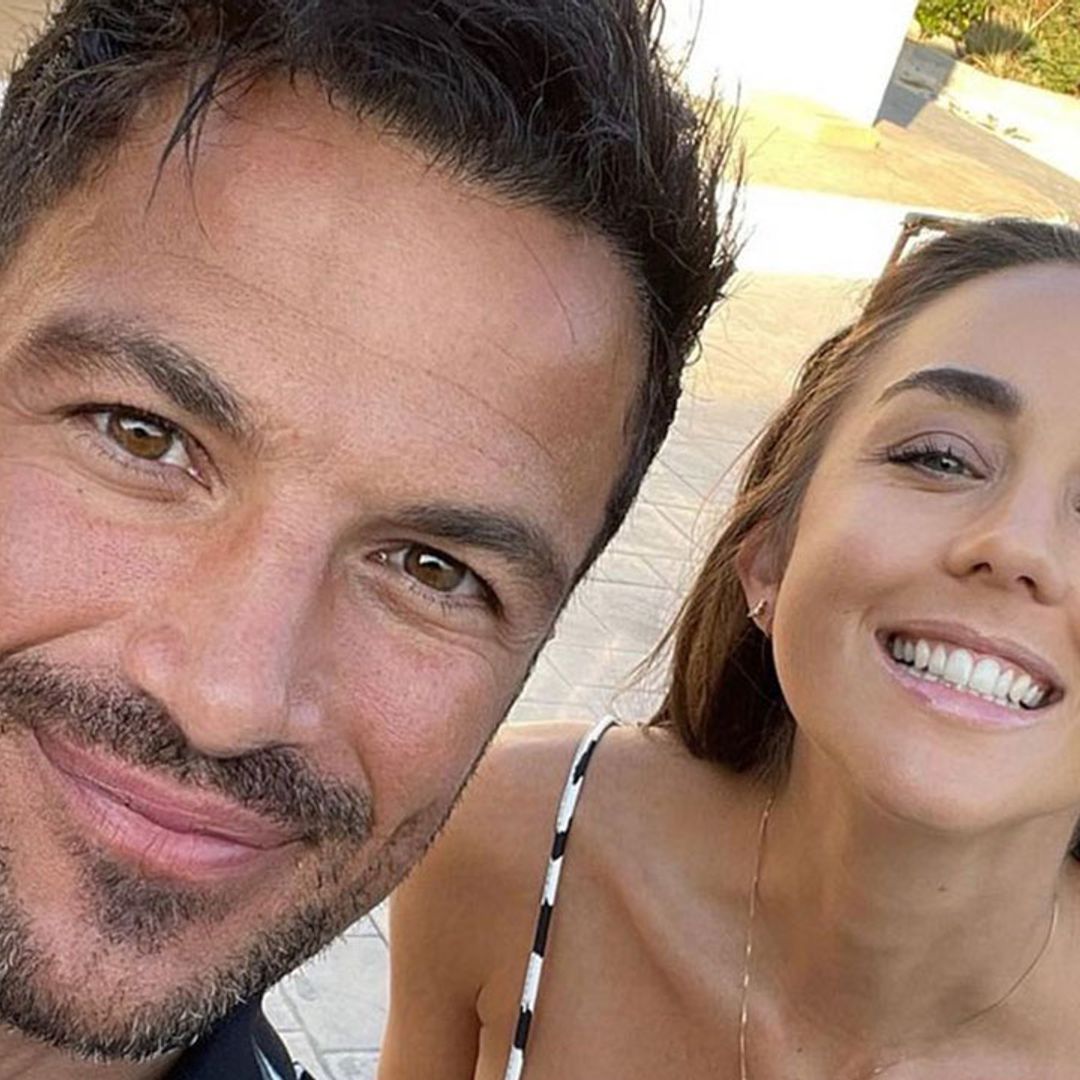 Peter Andre's wife Emily stuns in zebra print mini dress as she marks special occasion in Cyprus