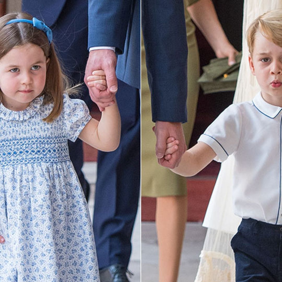 Prince George and Princess Charlotte look beyond adorable in blue and white at little brother Prince Louis's christening