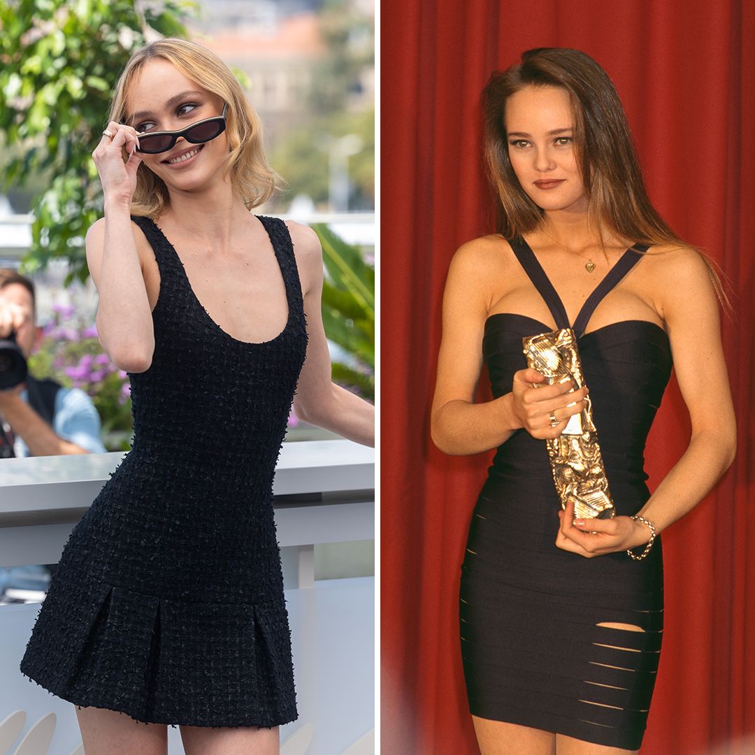 Lily-Rose Depp and Vanessa Paradis wearing little black dresses 