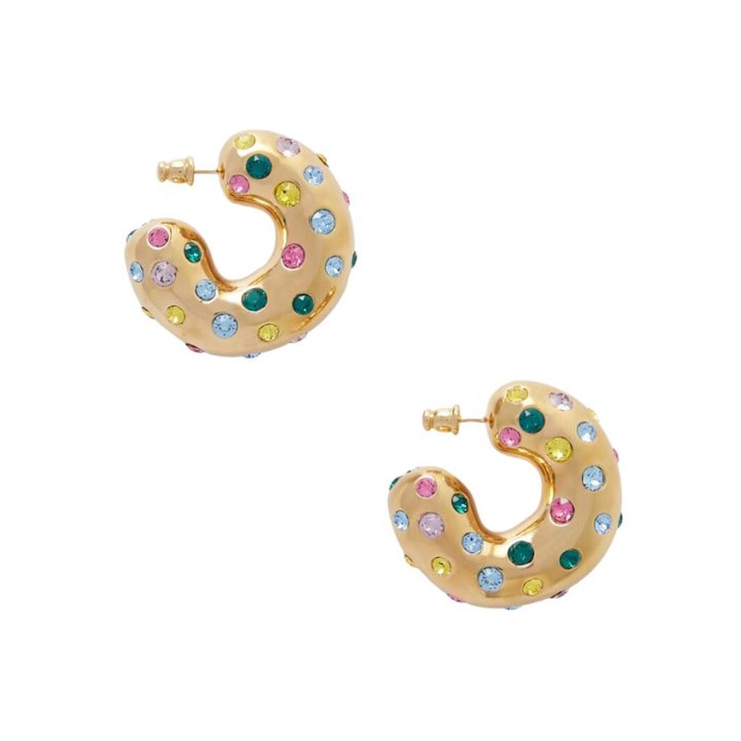 Rose gold hoops with coloured crystals 