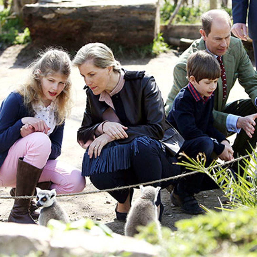 Sophie Wessex takes her children James and Louise on family day out to the zoo