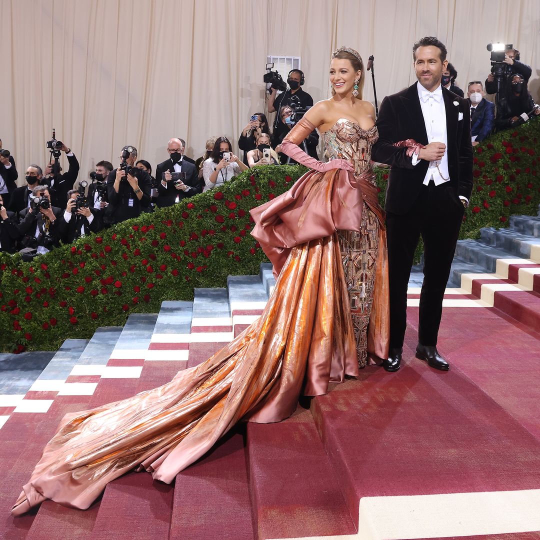 Ryan and Blake on the red carpet of the Met Gala, smiling