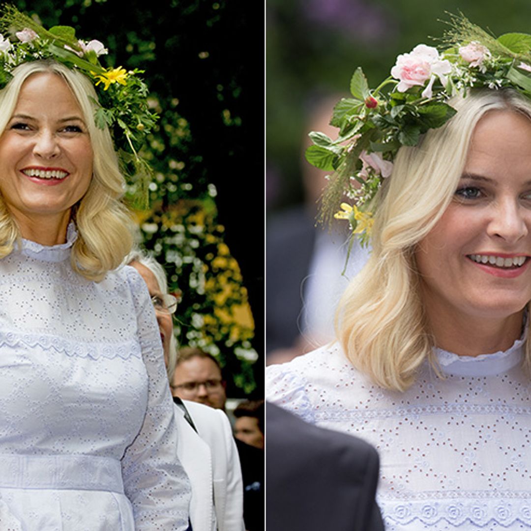 Princess Mette-Marit of Norway gives us summer vibes in boho floral crown