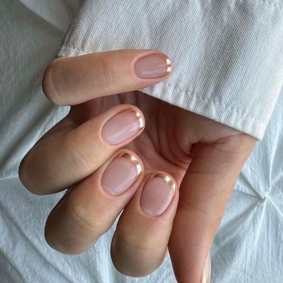  metallic french tip nails for brides