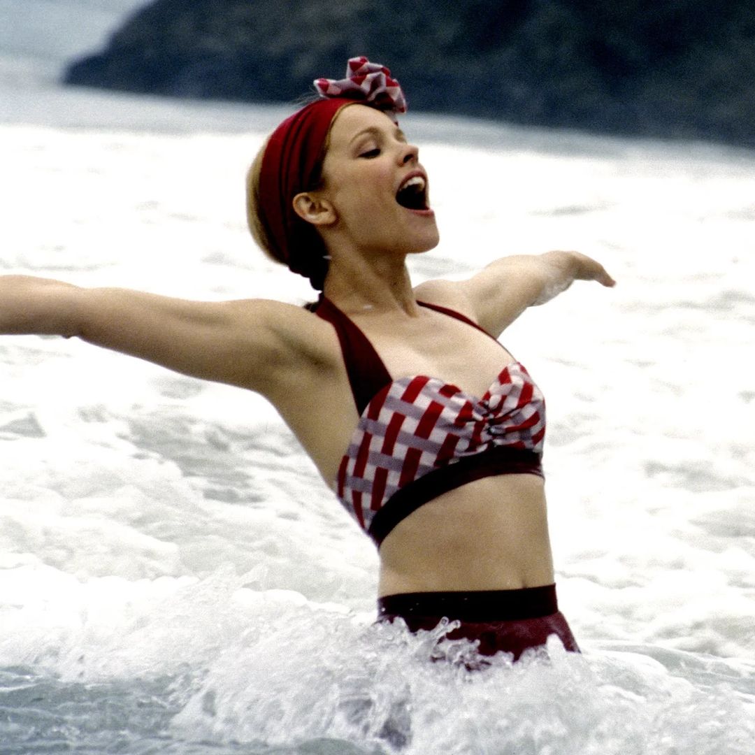 the notebook scene with woman in gingham bikini