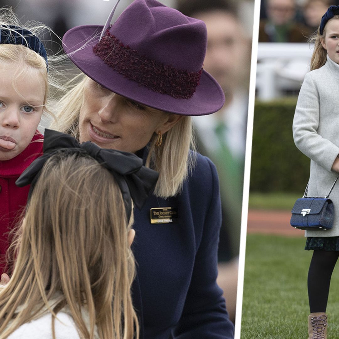 Lena and Mia Tindall look adorable in matching headbands and shoes for day at the races