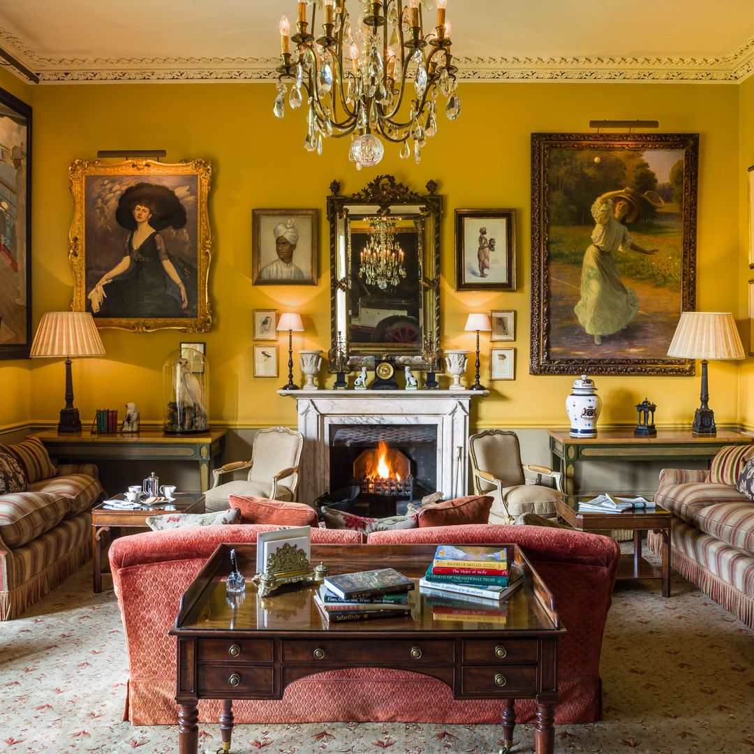 Interior shot of drawing room at The Priory in Bath