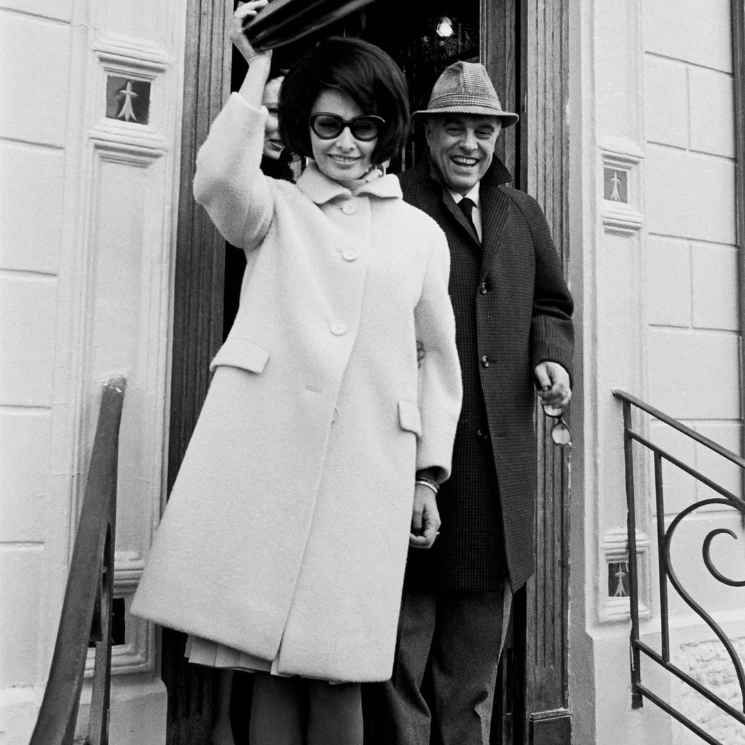 Sophia Loren and Carlo Ponti at their 'second' wedding. Despite a press dispatch that day announcing their wedding, the couple, who had arrived in Paris early in the day - pretended not to know. Photographers followed them from the Hotel Lancaster to the Coq Hardi restaurant in Bourgival, outside Paris, hoping for confirmation. They didn't get it, but the cat was effectively out of the bag. But it was actually their second marriage, because in 1957, after Ponti's lawyers arranged a divorce from his first wife in Mexico, Ponti and Loren were wed. This caused a scandal in deeply Catholic Italy and then a legal glitch led the marriage to be deemed invalid in 1962
THE 'SECOND WEDDING' OF SOPHIA LOREN AND CARLO PONTI, PARIS, FRANCE - 09 APR 1966