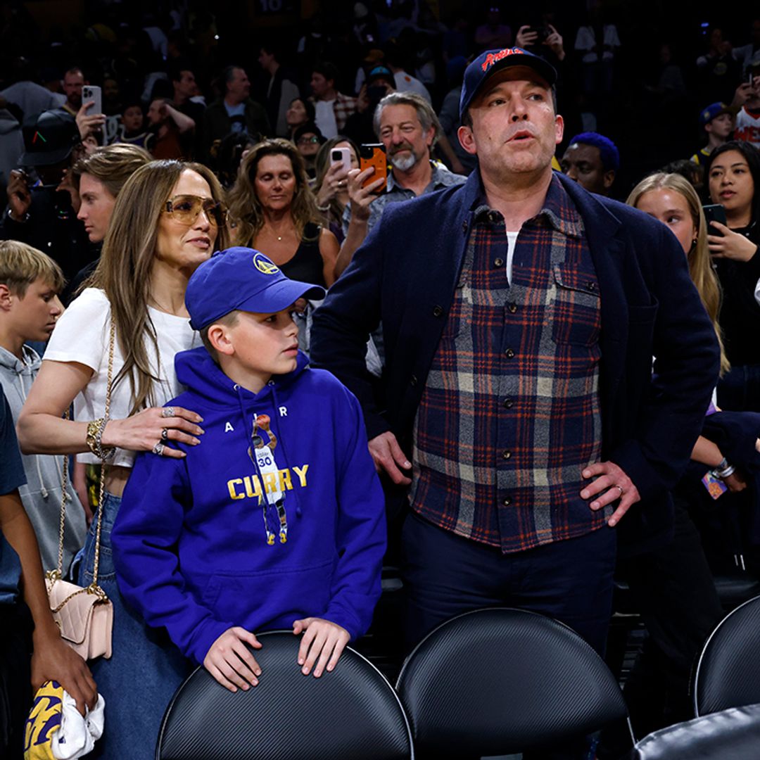 Jennifer Lopez, Ben Affleck and Samuel Garner Affleck watched as the Los Angeles Lakers took on the Golden State Warriors