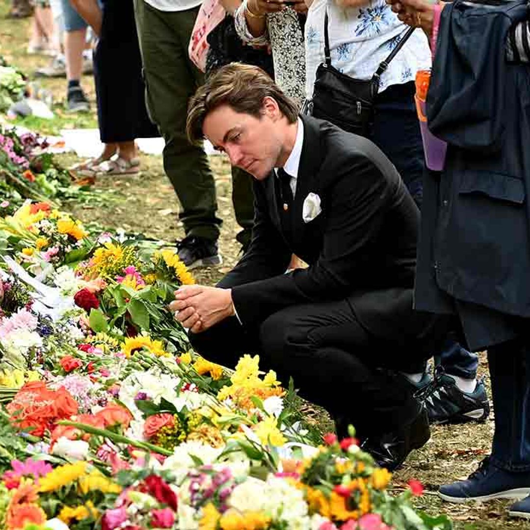 Princess Beatrice’s husband Edoardo goes unnoticed as he mixes with public whilst viewing tributes to the Queen