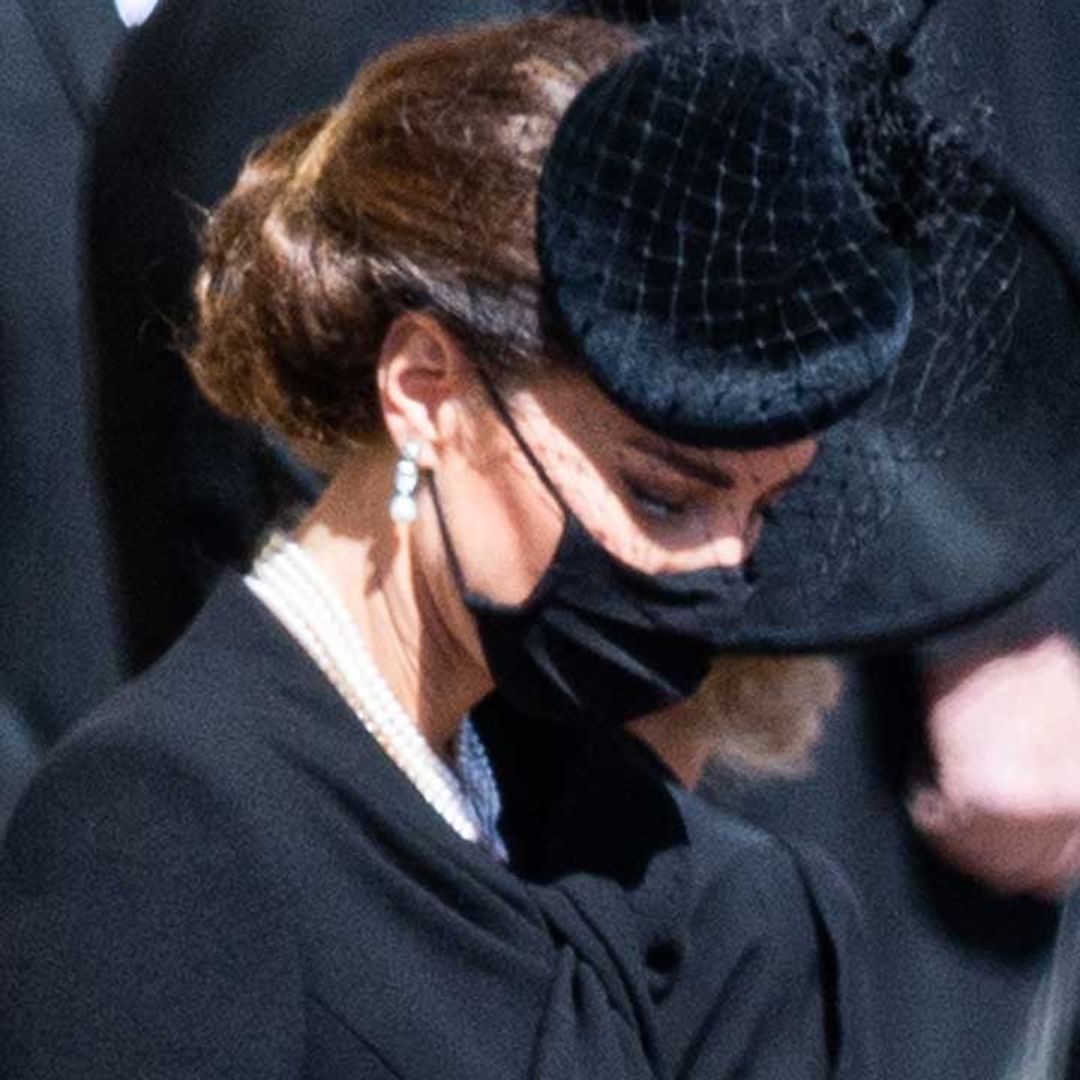 Kate Middleton seen wiping away tears after Prince Philip's funeral in new video